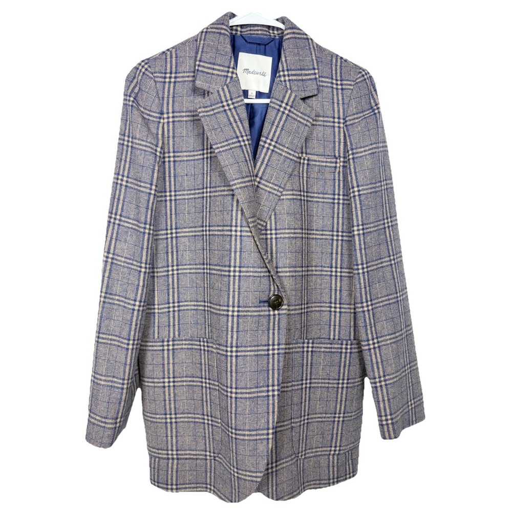 Madewell Larsen Blazer Navy Glen Plaid Preppy Career Old Money Chic S Academia